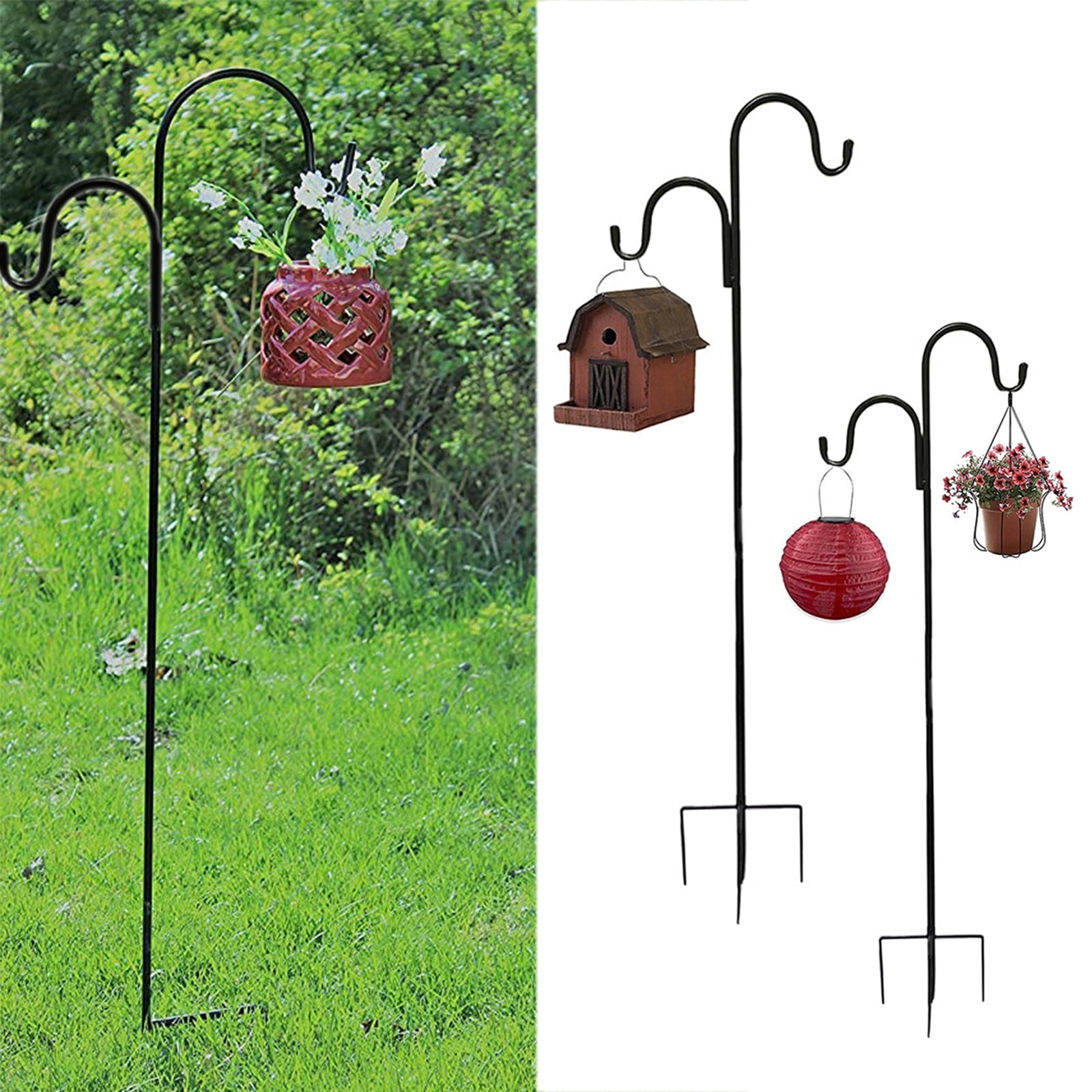 8 inch/2 Pack Gtongoko Hanging Plant Bracket Wall Hook,Heavy Duty Curved Hook,C-Typed Decorative Plant Hanger for Hanging Planters Bird Feeders,Wind Chimes,Black,2 Pack Lanterns 