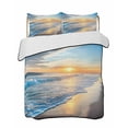 thumbnail image 2 of Sunset Beach Twin Size Down Alternative Comforter, Lightweight Comforter Quilt Bedding Set with Pillow Shams Spray Ocean Waves Sky Nature Scenery All Seasons Bed Comforter Duvet Insert 68"x86", 2 of 7