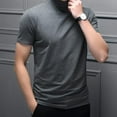 thumbnail image 2 of ORUYROP Mode Hommes Manches Courtes Col Roulé Simulé Hauts Basiques Chandail Décontracté T-Shirt Ajusté sous-Vêtement Uni, 2 of 3