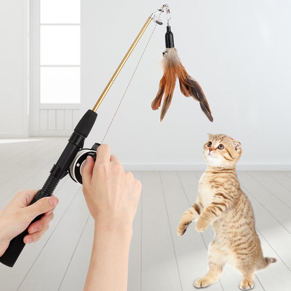 OTVIAP Pet Cat Teaser, Cat Toy,Plastic Pet Cat Teaser Playing Rod Stick Interactive Toys with