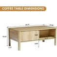thumbnail image 5 of Wirrytor Mid-Century Square Fluted Coffee Table with Dual Storage Shelf, Storage Center Coffee Tables with Waveform Panel Sliding Door Dining Table for Living Room Apartment(Natural), 5 of 9