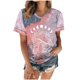 thumbnail image 2 of Blusa de Manga Corta Con Cuello Redondo Y Estampado de Corbata Suelta Informal Para Mujer Odeerbi ODB181118, 2 of 9