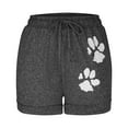 thumbnail image 4 of Usmixi Summer Shorts for Women Fashion Elastic Waist Dog Paws Print Short Pants Soft Cotton Drawstring Plus Size Shorts with Pocket Black m, 4 of 5