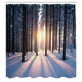 thumbnail image 4 of Forest Shower Curtain Sunset at Wintertime for Bathroom 84" Extralong, 4 of 4