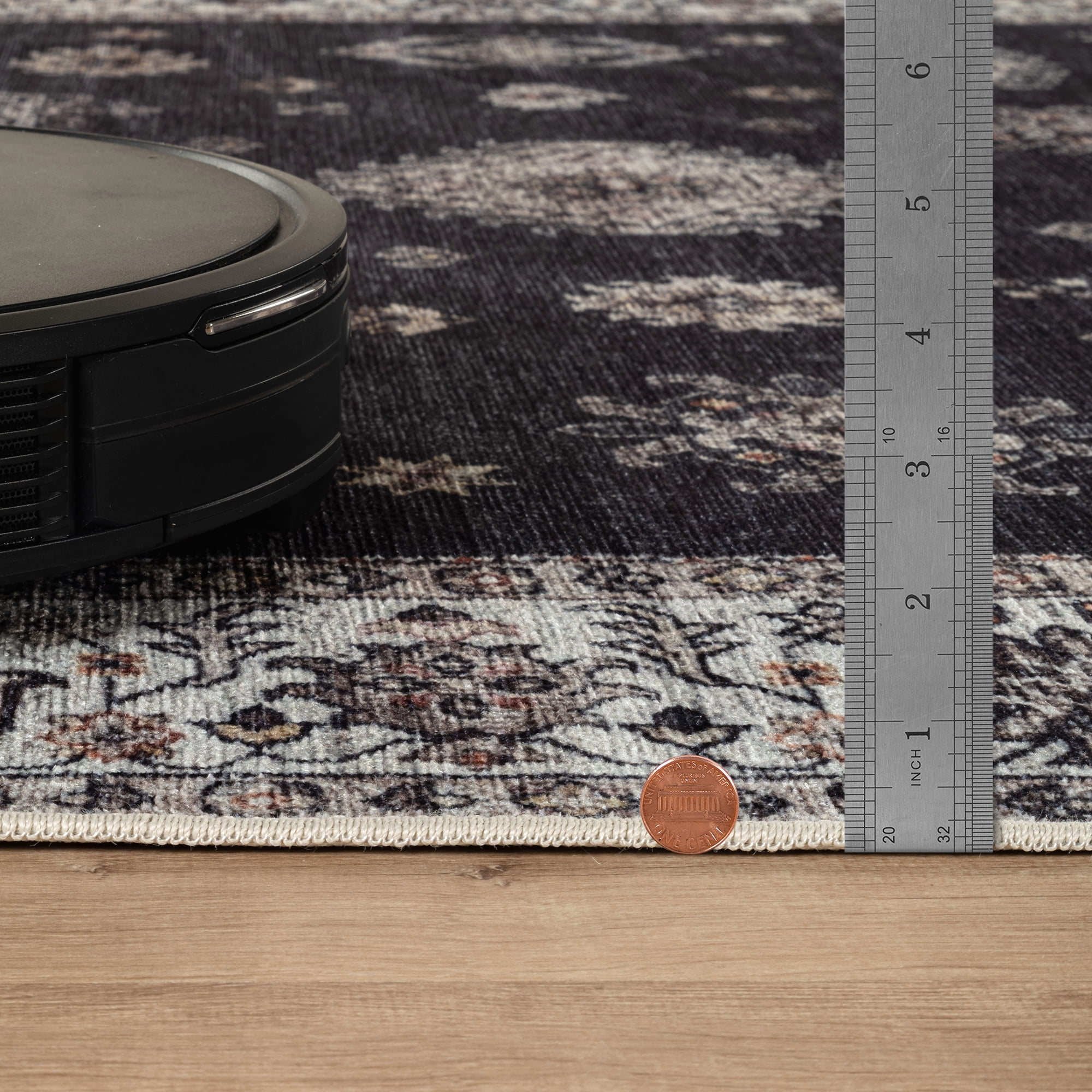 Bloom Rugs Washable Non-Slip 8' x 10' Rug - Black / Ivory Traditional Oriental Area Rug for Living Room, Bedroom, Dining Room, and Kitchen - Exact size: 8' x 10'