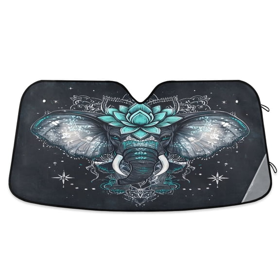 ALAZA Mandala Elephant Pattern Car Windshield Sun Shade Foldable UV Ray Sunshade Visor Protector 55 x 27.6in