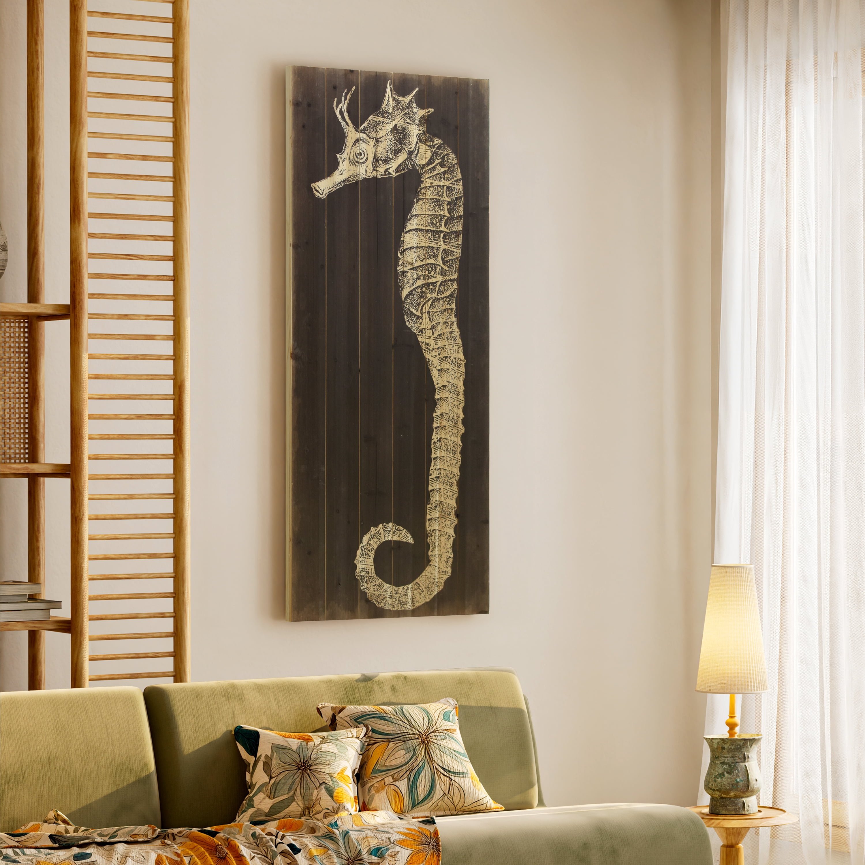 Empire Art Direct Seahorse B Print on Solid Wood Wall Art, 60" x 24", Ready to Hang