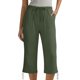 thumbnail image 4 of Capris de Lino para Mujer Casuales de Viaje con Cordón, Cintura Elástica, Pantalones de Largo 3/4, Lazo Lateral, Pierna Recta, Shorts con Bolsillos, Green-a, S, 4 of 7