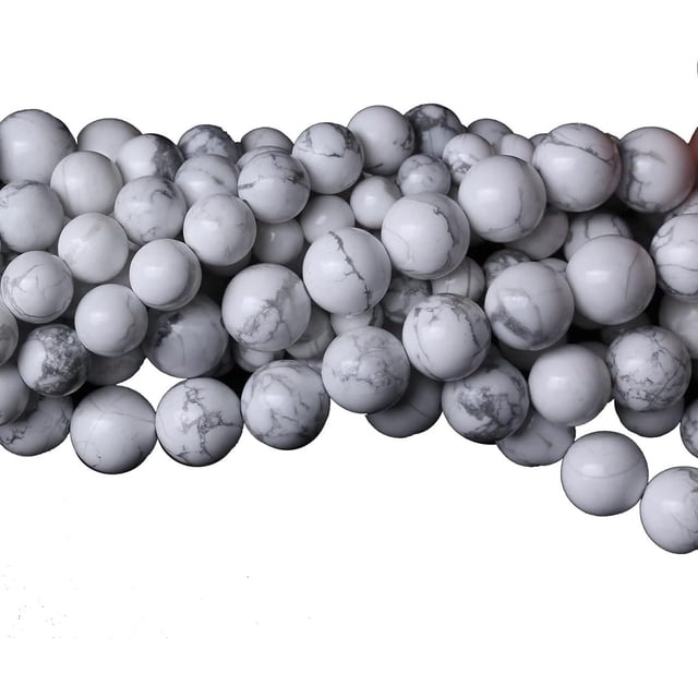 12mm Natural White Howlite Beads Round Gemstone Loose Beads for Jewelry Making (31-33pcs/strand)
