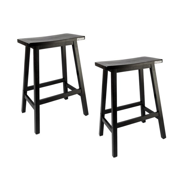 Basics Classic Solid Wood SaddleSeat Counter Stool with Foot Plate