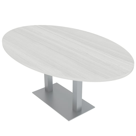 4 Person Oval Conference Table Metal Base Data And Electric Module