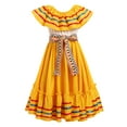 thumbnail image 2 of IDOPIP Kids Girls Traditional Mexican Dress Cinco De Mayo Fiesta Ribbon Ruffle Drape Party Dresses, 2 of 10