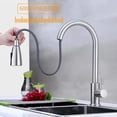 thumbnail image 4 of Robinet de Cuisine en Acier Inoxydable Brossé 304 Acier Inoxydable Rotatif Contrôle Chaud et Froid Universel Télescopique, 4 of 7