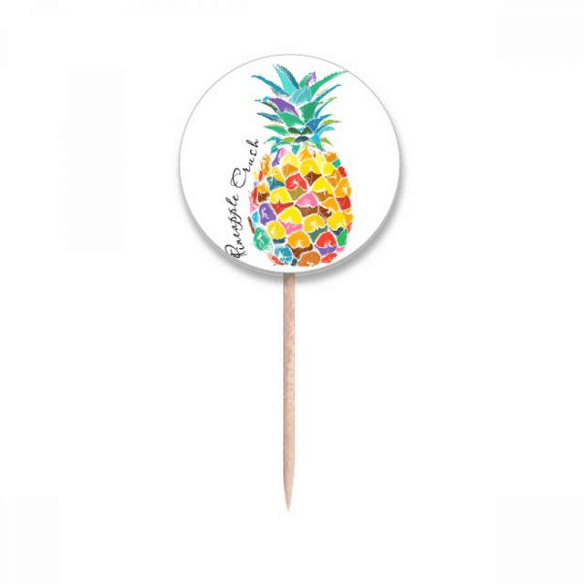 Drapeaux Cure-Dents Fruits Tropicaux Aquarelle Pin, Étiquettes Rondes Décoration de Fête