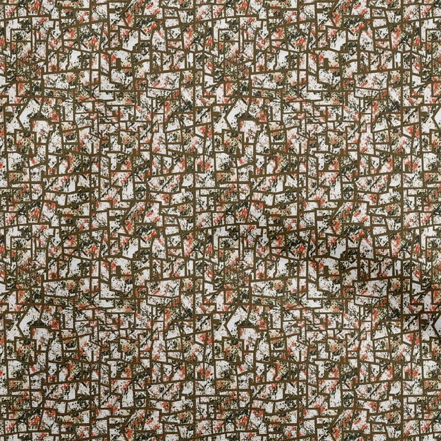 oneOone Tissu Georgette Viscose Marron Abstrait Matériel de Robe Tissu Imprimé Tissu au Mètre 42 Pouces de Large