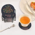 thumbnail image 3 of Yayeee 6 PCS Drink Coasters with Holder Set Woven Absorbent Round Tabletop Hot Pad, Blue Christmas Light, 3 of 7