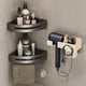 thumbnail image 4 of Organizador de pared plegable para secador de pelo | Capacidad de carga universal de 2 kg | Montaje adhesivo sin taladrar | Soporte para secador de pelo de baño que ahorra espacio con gancho, 4 of 5