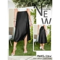 thumbnail image 7 of Nlife Women High Waist Silk Satin Side Split Midi Skirt, 7 of 7