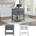 thumbnail image 7 of Kitchen Island Cart with Storage, 29.93'' Width Mobile Kitchen Cart with 0.59'' Thick Worktop, Two Drawers & Slide-Out Wire Storage Basket, Rolling Kitchen Table, Microwave Stand Serving Carts, 7 of 7
