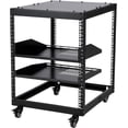thumbnail image 1 of 12U Open Frame Server Rack, 23 in -40 in Adjustable Depth, Wall Mount & Free Standing Network Rack with 4 Lockable Casters & 2Pcs 1U Server Rack Shelf, Holds All Your IT/AV Equipment Rack, 1 of 1