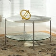 thumbnail image 4 of Ensemble de Table Basse Ronde 2 Pièces - Faux Marbre Blanc et Chrome, 4 of 6