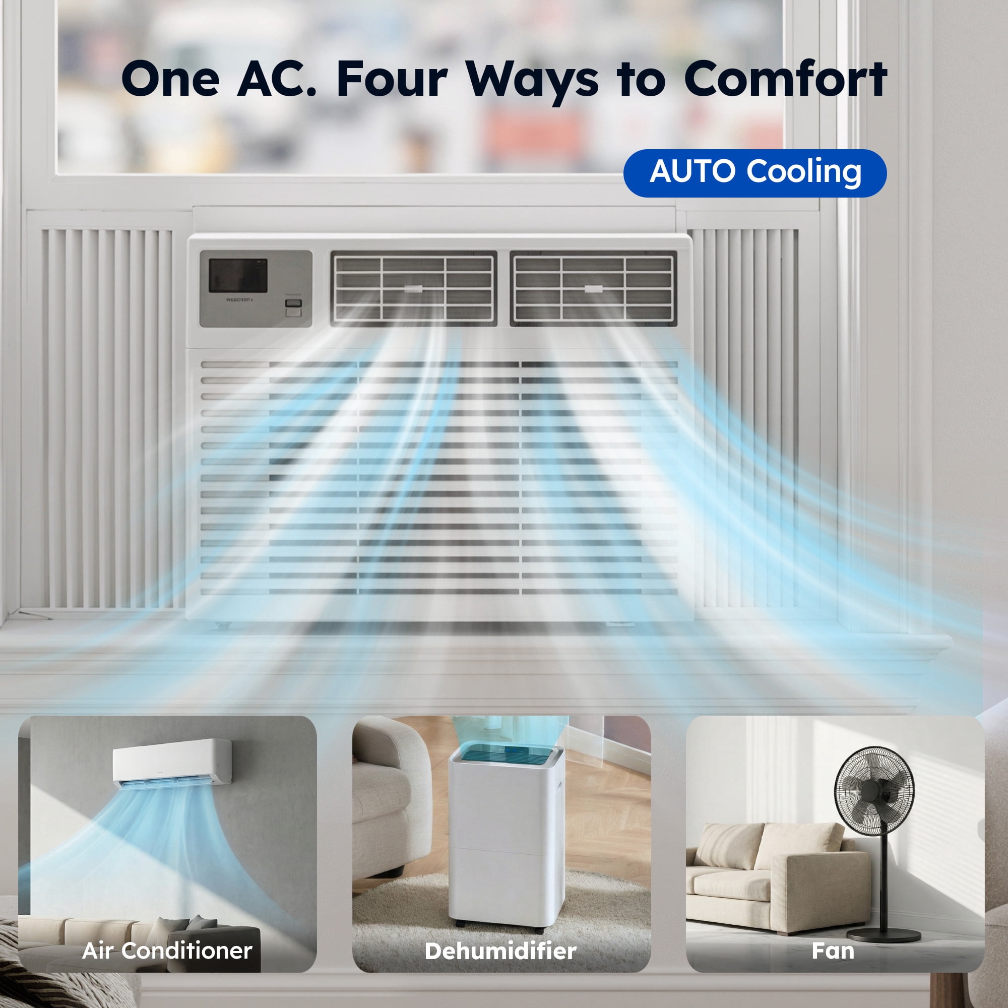SIMZLIFE 12,000 BTU Window Air Conditioner With APP, Cools Up To 550 Sq Ft, 4 Cooling Modes, Remote Control, White