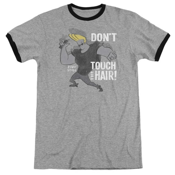 Johnny Bravo Hair Adult Ringer Heather/Black