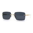 thumbnail image 4 of Luxury Rimless Rectangle Metal Pyramid Stud Jewel Arm Metal Rim Sunglasses Gold - Black, 4 of 8