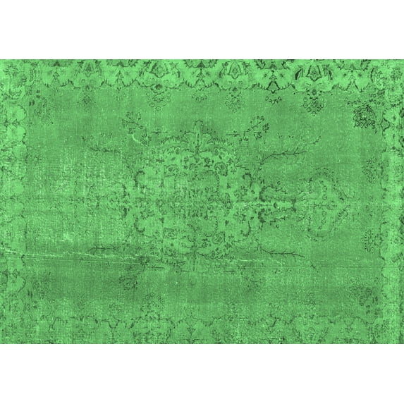 Ahgly Company Indoor Rectangle Persian Emerald Green Traditional Area Rugs, 7' x 9'