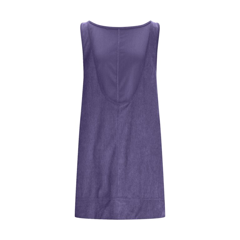 Successthop Corduroy Dress Women Sleeveless Backless Mini Clothes Ladies Crewneck Summer Holiday Dresses with Pocket M, Women's, Size: Medium, Purple Successthop Corduroy Dress Women Sleeveless Backless Mini Clothes Ladies Crewneck Summer Holiday Dresses with Pocket M, Women's, Size: Medium, Purple