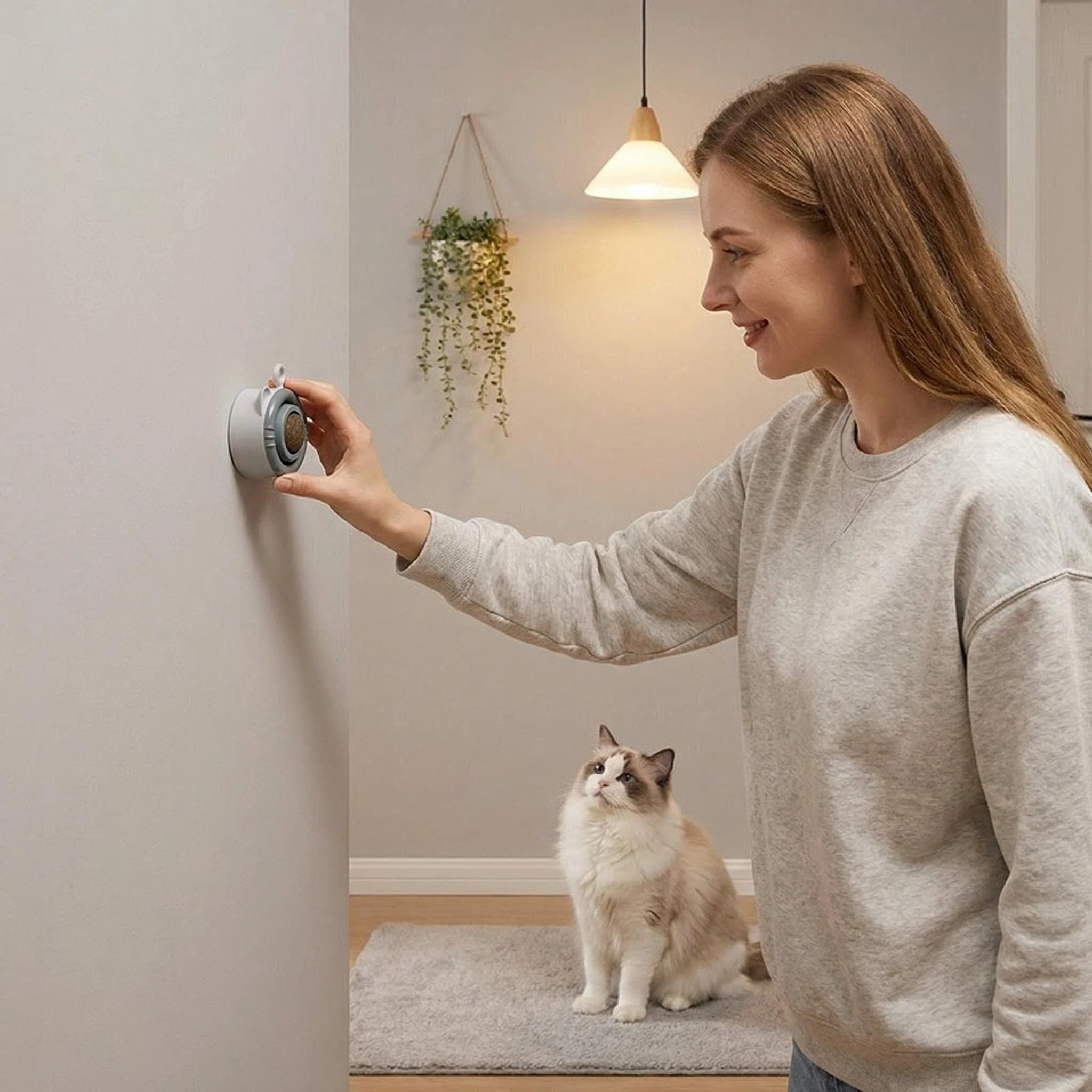 Wall-mounted Rotating Catnip Ball - Cat Treat, Lickable Candy, Self-Entertaining Chew & Interactive Cat Toy