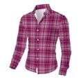 thumbnail image 5 of YFNNUP Mens Plaid Shirt Casual Button Down Flannel Shirts Long Sleeve Work Tshirt Lightweight Beach T-Shirts Hot Pink M, 5 of 9