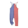 thumbnail image 4 of Kids Striped Jumpsuits Girls Spaghetti Strap Wide Leg Jumpsuit Overalls Jumpers with Pocket Summer Casual Outfits for Girl, Blue, 11 Years, 4 of 7