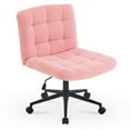 thumbnail image 5 of Furniliving Desk Chairs Swivel Armless Home Office Desk Chairs Mid Back Office Chairs Teddy Velvet, Pink, 5 of 9
