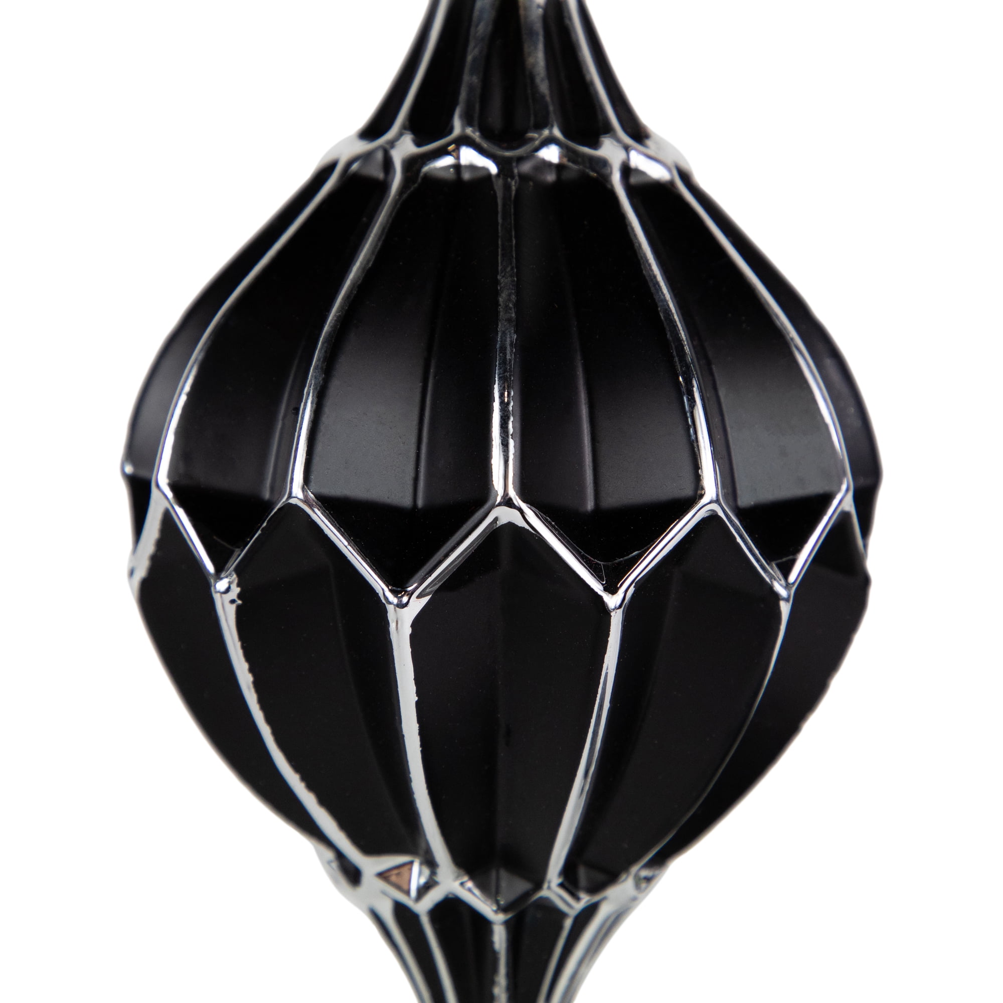 Northlight Set of 2 Matte Black and Silver Finial Christmas Glass Ornaments 5"