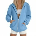 thumbnail image 7 of Women's Full-zip Jackets No Hood Long Sleeve Zipper Sweatshirts with Pockets Cotton Fall Casual Sports Coat (M, Sky Blue), 7 of 7