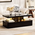 thumbnail image 4 of Spurgehom Contemporary Coffee Tables for Living Room, LED Coffee Table with Rounded Corner in 16 Colors, High Gloss 2 Tiers Table with Hidden Power Supply, 4 of 7