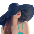 thumbnail image 1 of Gorra para el Sol de ala Ancha - Sombrero de Pescador Plegable Grande Sombrero de Playa Gorra de Viaje para Mujer, 1 of 7