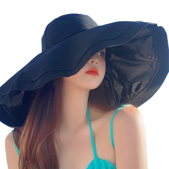 Gorra para el Sol de ala Ancha - Sombrero de Pescador Plegable Grande Sombrero de Playa Gorra de Viaje para Mujer