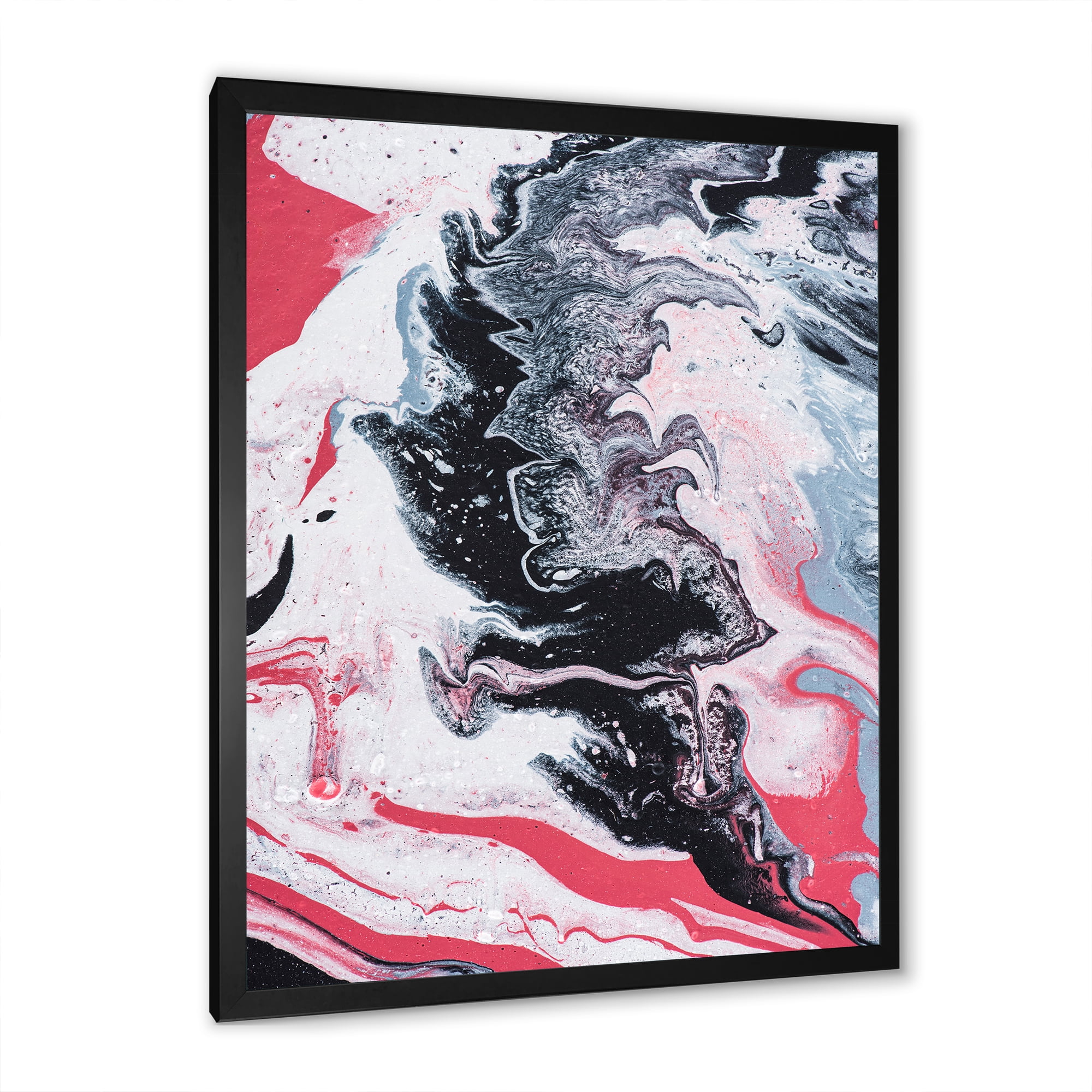 Designart 'Abstract Marble Composition In Gray and Pink I' Modern Framed Art Print