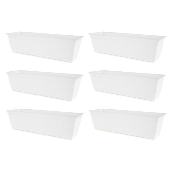 The HC Companies 24" Window Flower Box w/Removable Saucer, White (6 Pack)