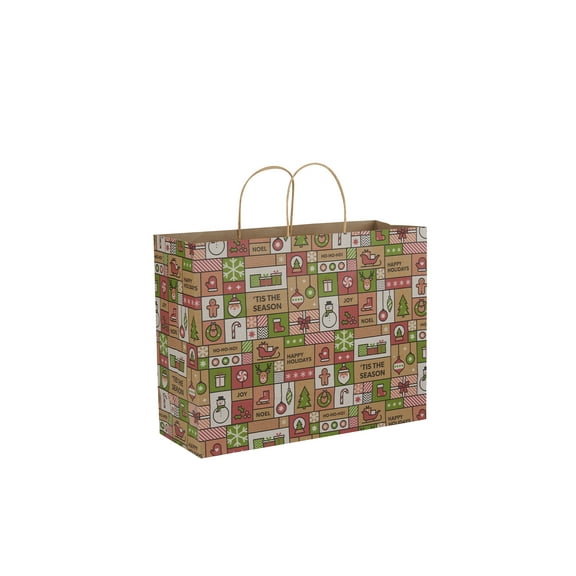 SSWBasics Large - Modern Holiday Paper Shopping Bags - Case of 100
