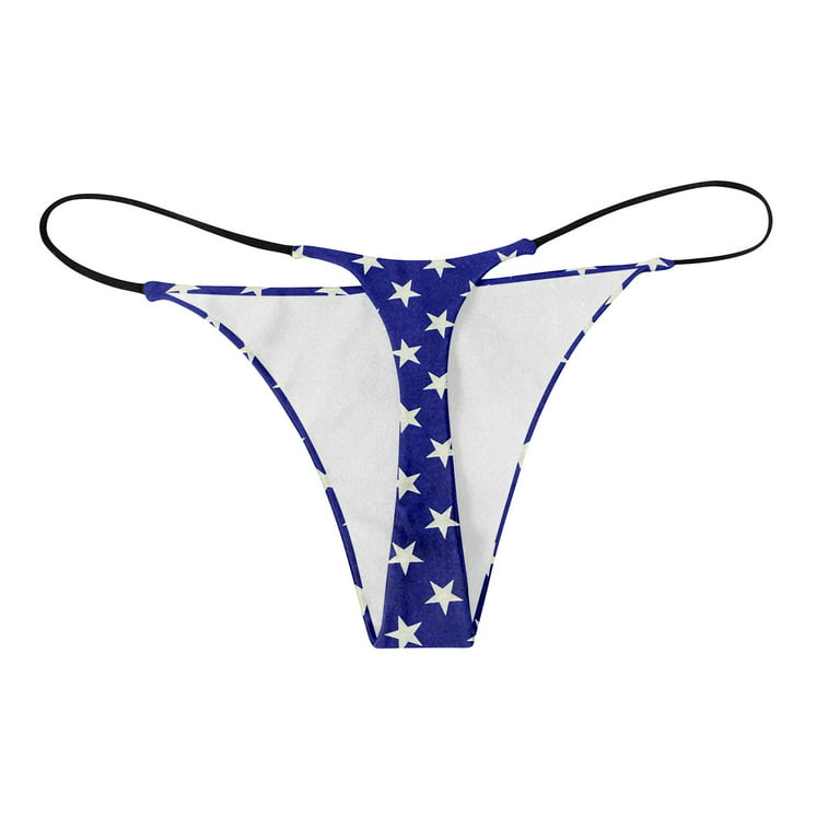 Sksloeg G-String Thongs Panties Bikini Bikini Cheeky Bottom USA Stars  Stripes Independence Print G String Panties Low Rise Underwear,Black XXL 