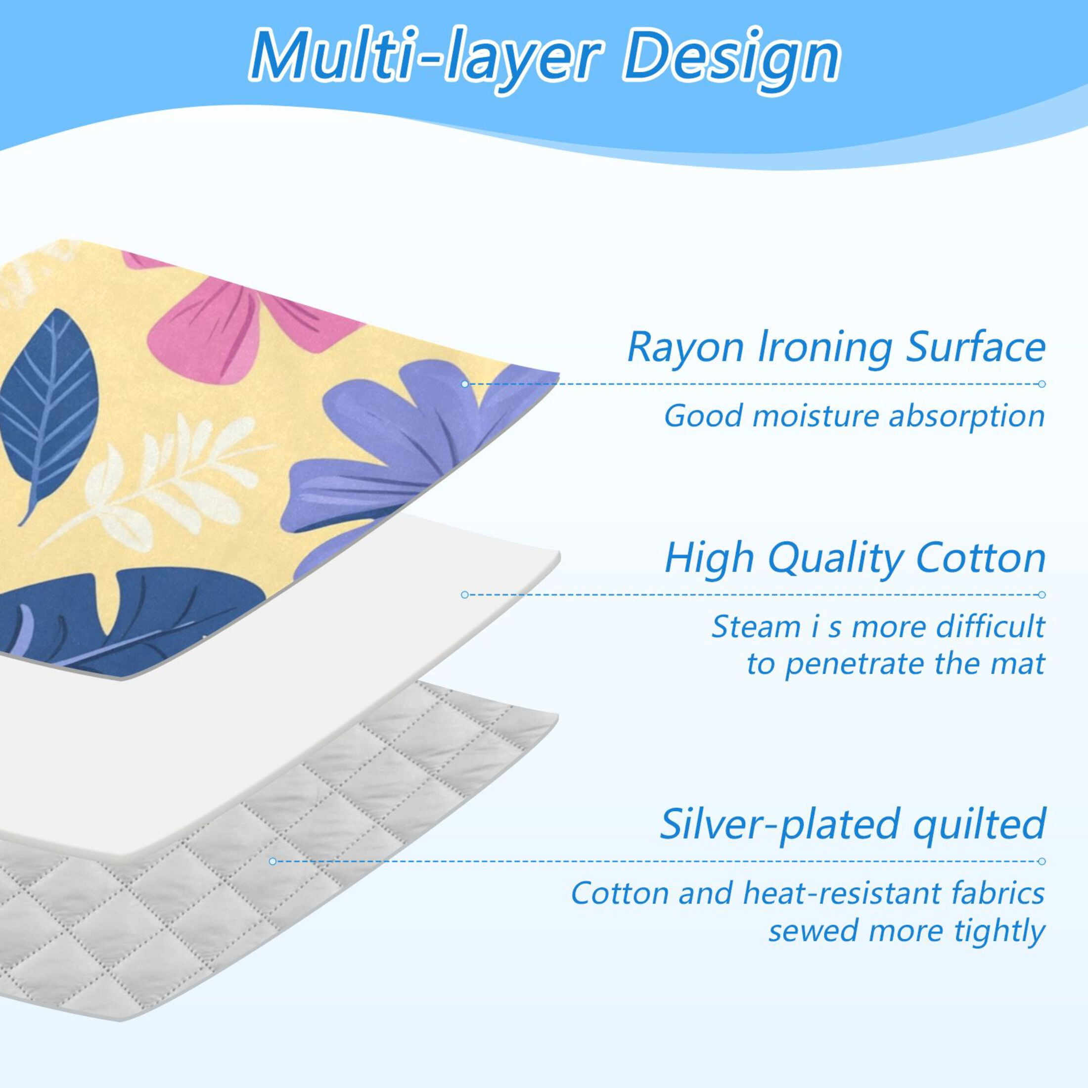 Palm Leaves Pastel Flowers Tropical Ironing Mat Blanket Portable Travel Ironing Pad Heat Resistant Pad 47.2" x 27.6”