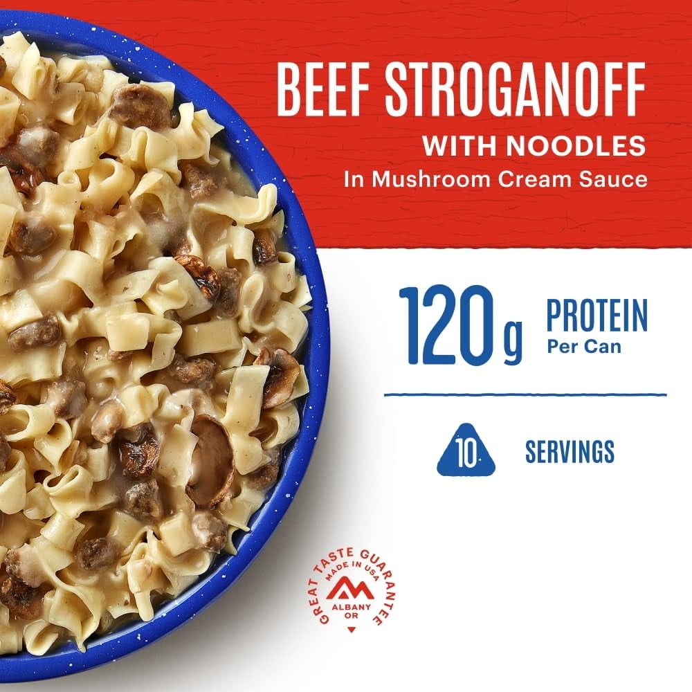 Mountain House Beef Stroganoff with Noodles | Freeze Dried Survival & Emergency Food for Camping Hiking and Backpacking | #10 Can