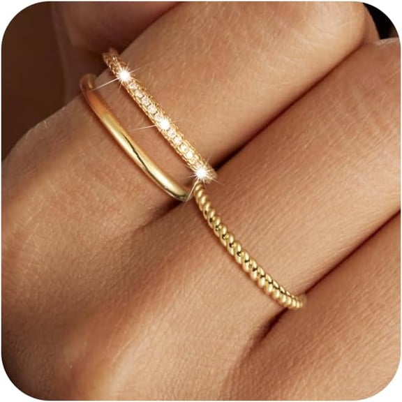 3PCS Silver Rings for Women, Non Tarnish Wedding Bands Stackable Thin Rings for Women Cubic Zirconia Wedding Rings for Women 925 Sterling Silver Aesthetic Jewelry Size 5-12