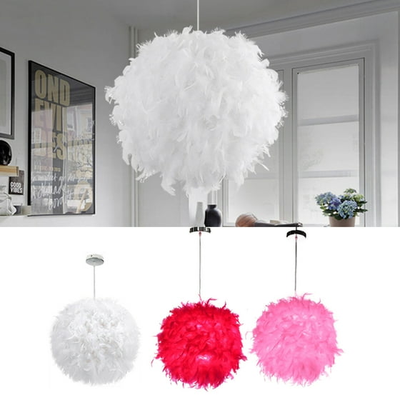 Modern Luxury Feather Ball E27 Ceiling Lamp Chandelier Pendant Light Shade Floor Decor Droplight For Home Living Room Bedroom Corridor Or Great