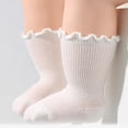 thumbnail image 3 of ITSAME Baby Girls Crew Socks Ruffle Cuff Breathable Cotton Thin Solid Color Mid-Calf Casual Socks for Infants White Size 12M, 3 of 7