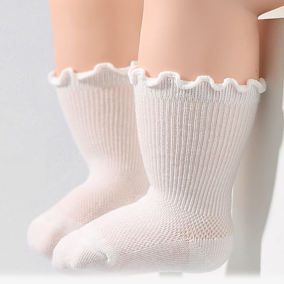 OGLCCG Baby Toddler Girls Ruffle Socks Cute Soft Cotton School Uniform Frilly Socks Crew Socks Little Kids Size 0-3,1 Pair