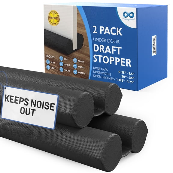 Everlasting Comfort Under Door Premium Draft Guard for Doors 30"-36", Dual Foam Insulation for Noise, Dust & Air Blocking, Sleek Slide-On Design